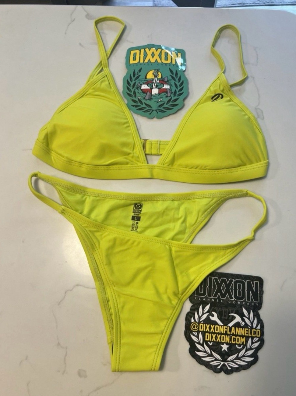DIXXON Neon Lime Triangle Bikini Set - Yellow